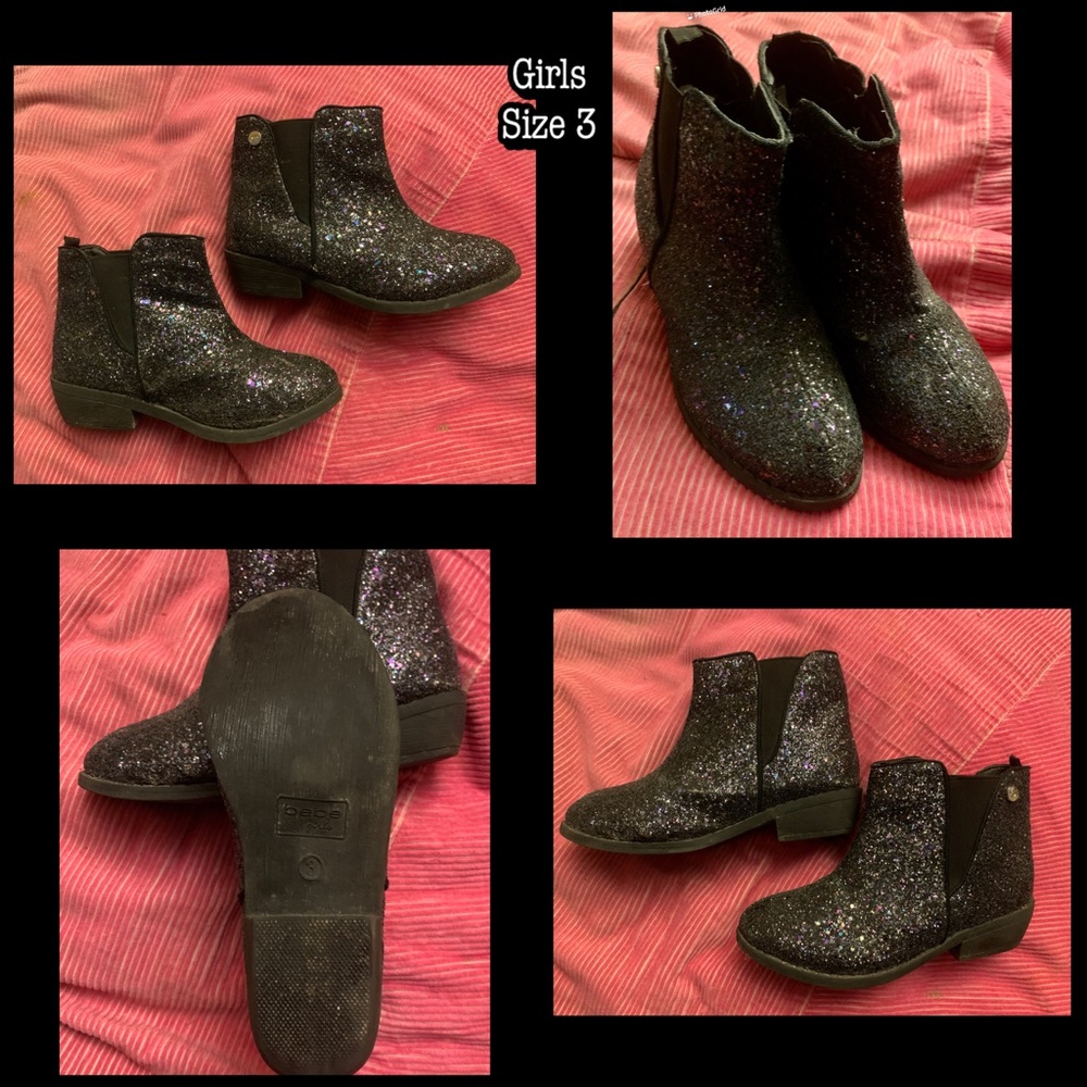 Two pair! Girls black boots size 3. Bebe, Lilly & Dan